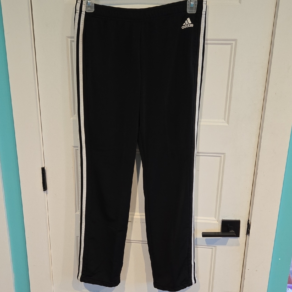 Adidas Black White Three Stripe Loose Track Pants Jogging Size Medium GUC